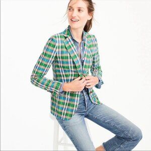 J. Crew Vibrant Green and Blue Plaid Blazer